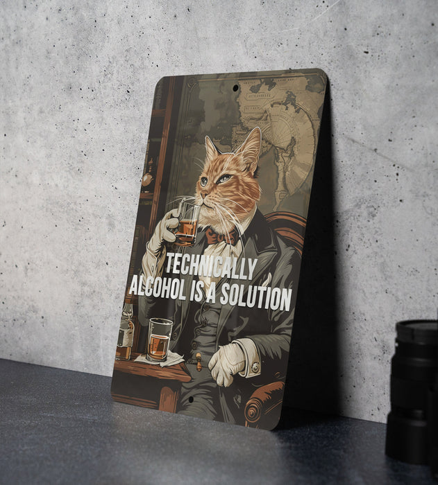 Alcohol Solution Metal Poster - Chemistry Humor, Bar Art, Whimsical Quote, Science Fun, Drink Decor