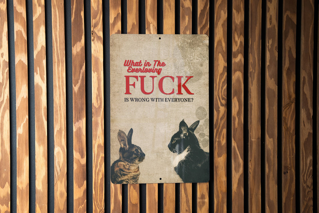 Everloving Fuck Metal Poster - Social Bewilderment, Edgy Question, Collective Frustration, Bold Statement, Reflective Decor