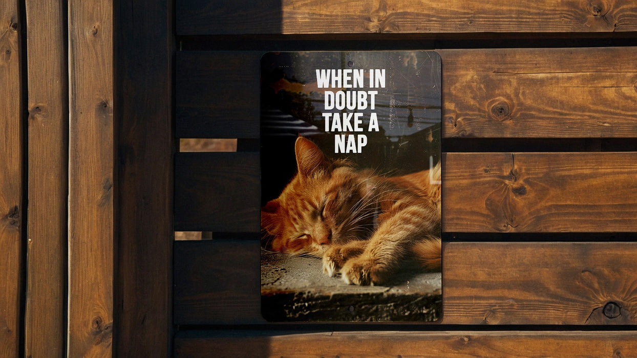 Take a Nap Metal Poster - Doubtful Advice, Relaxation Tip, Sleep Wisdom, Calming Art, Restful Suggestion