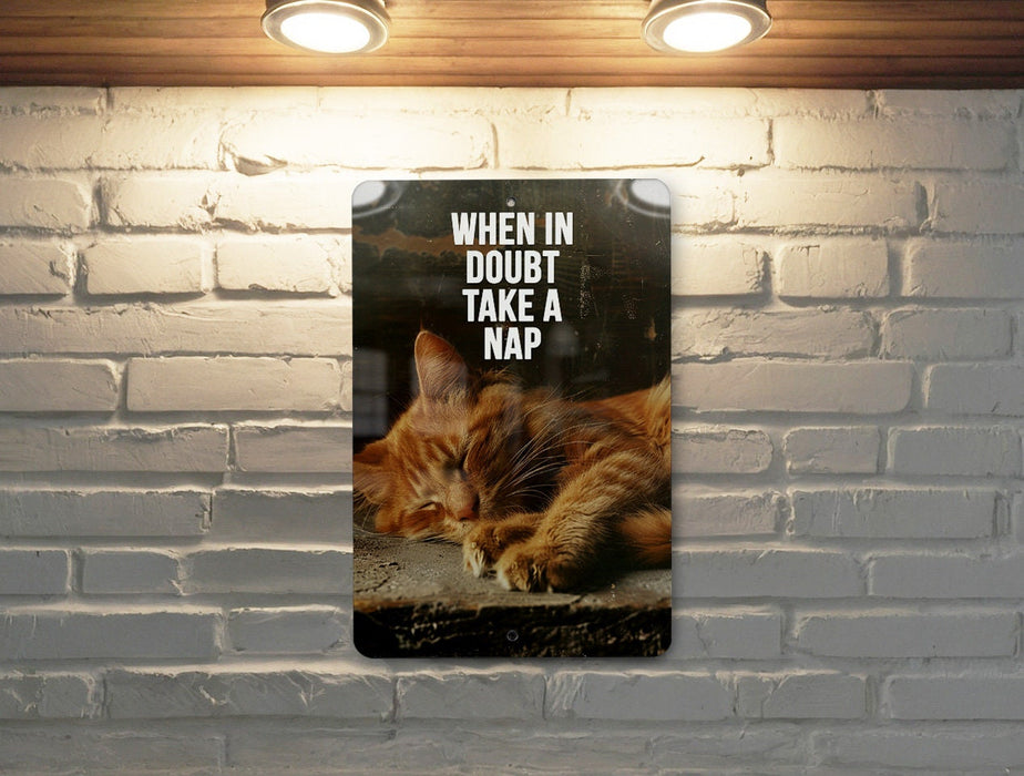 Take a Nap Metal Poster - Doubtful Advice, Relaxation Tip, Sleep Wisdom, Calming Art, Restful Suggestion