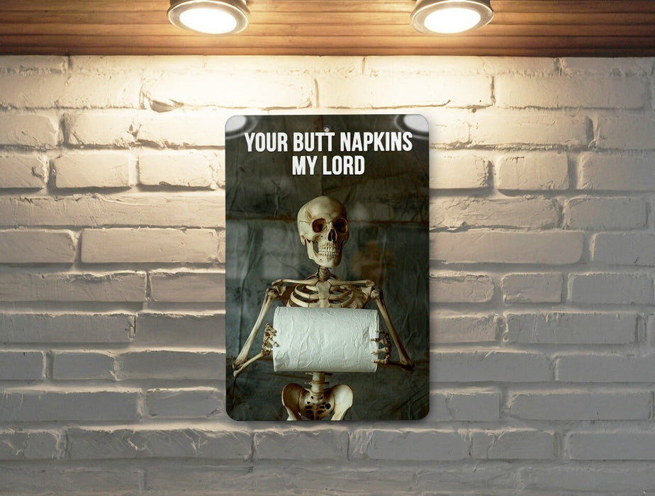 Butt Napkins My Lord Metal Poster - Bathroom Royalty, Toilet Humor, Noble Wipe, Quirky Decor, Medieval Joke