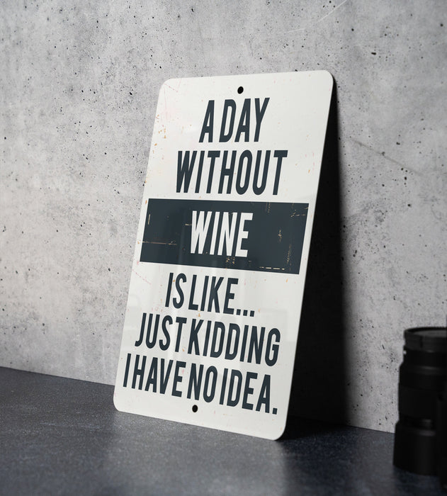 a sign that says a day without wine is like just kidding have no idea