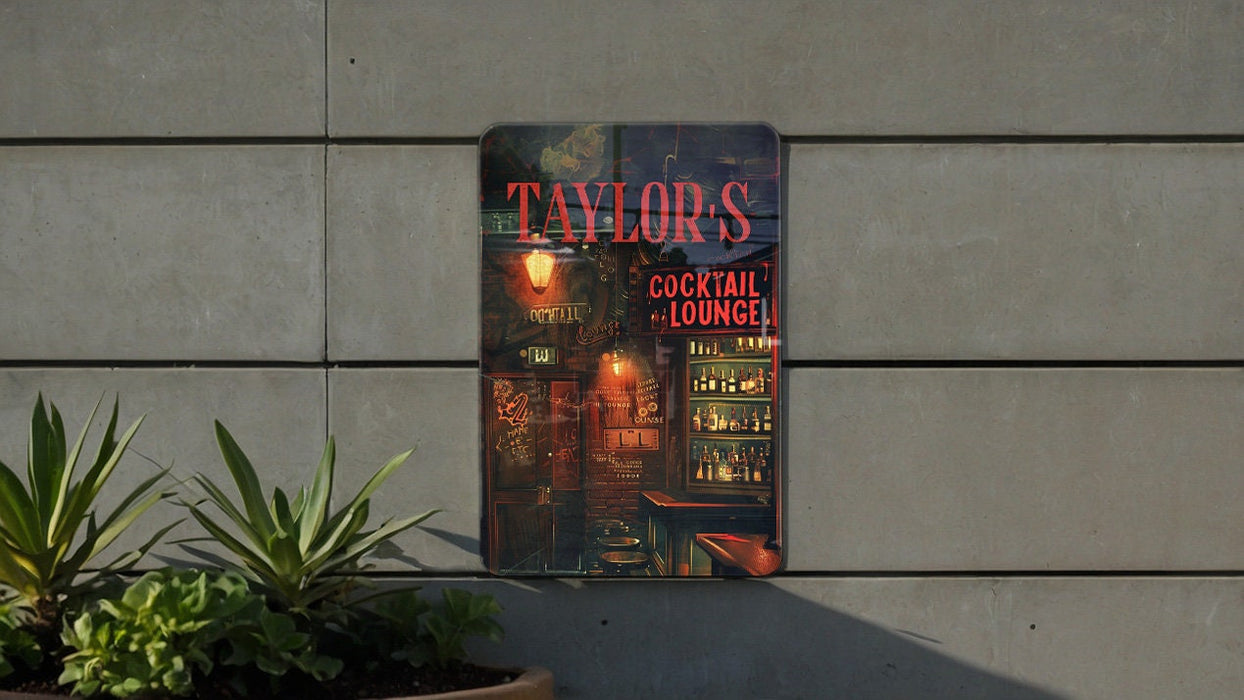 a sign on the side of a building advertising a cocktail lounge