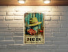 a picture of a hat on a brick wall