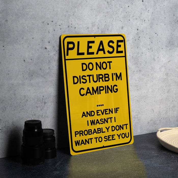 a yellow sign sitting on top of a table