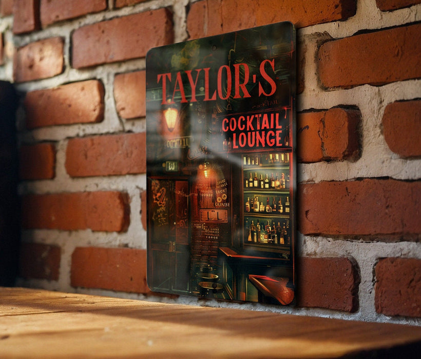 a sign on a brick wall that says taylor's cocktail lounge