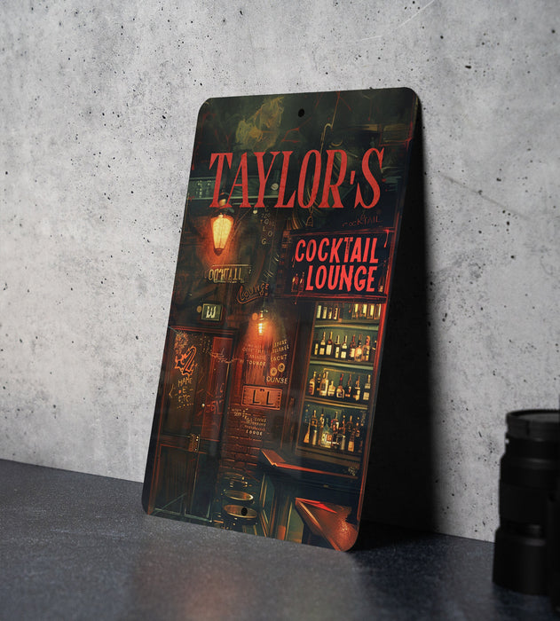 a sign on a table that says taylor's cocktail lounge