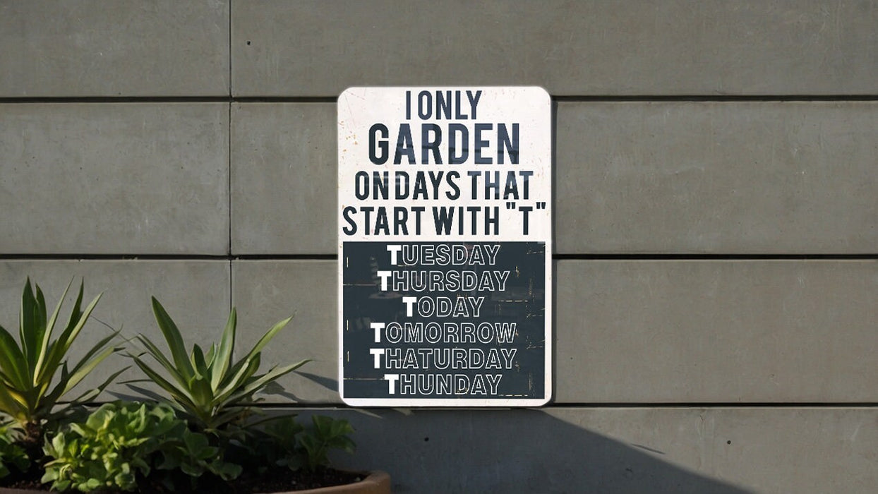 a sign on the side of a building that says only garden on days that start