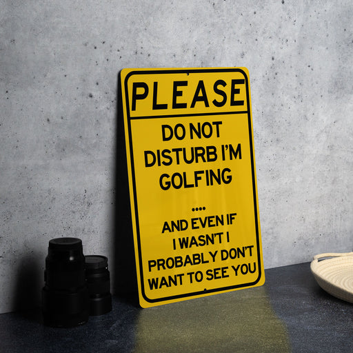 a yellow sign sitting on top of a table