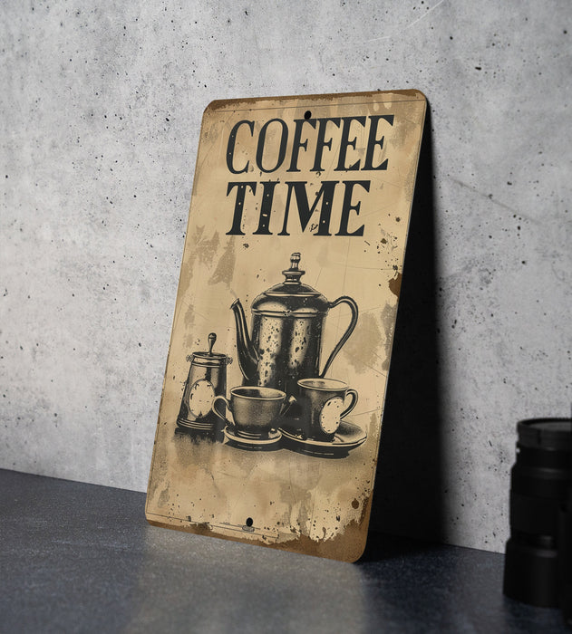 a coffee time sign sitting on top of a table