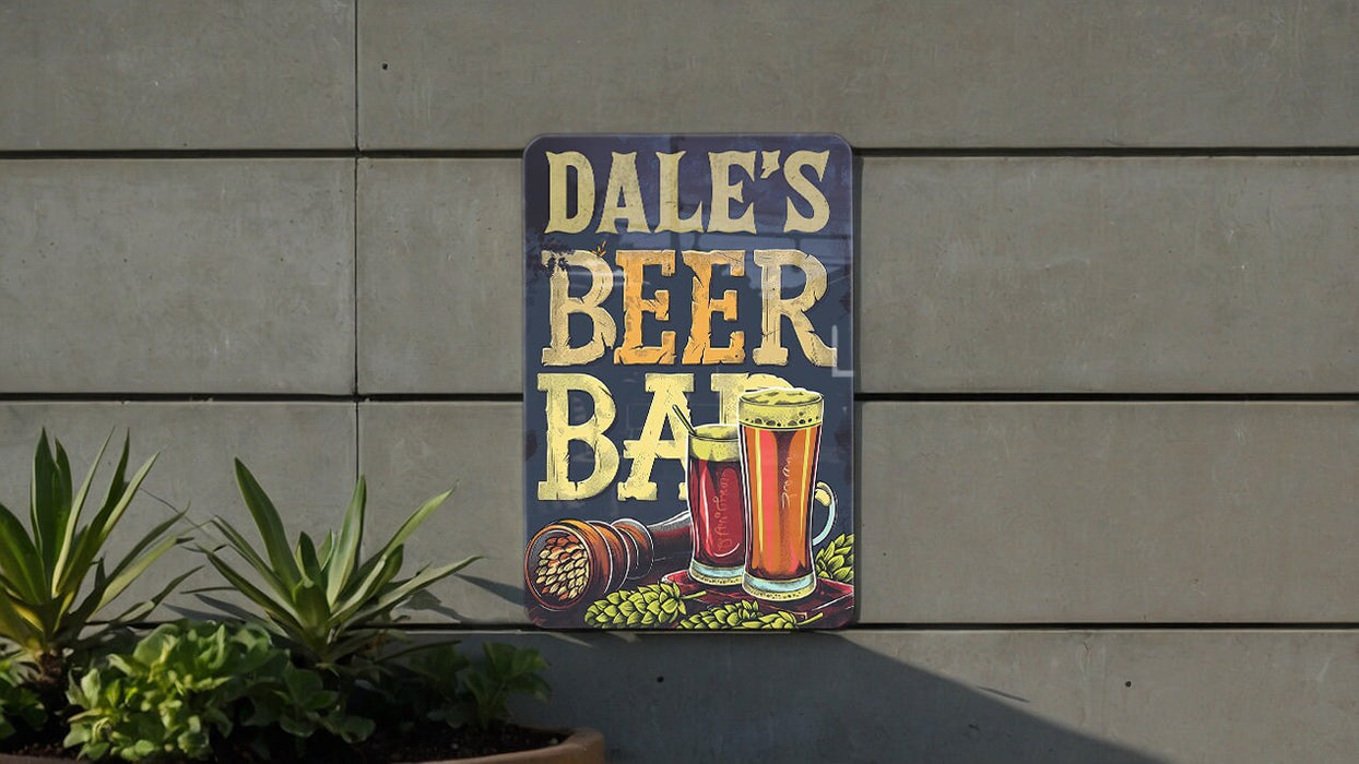 a sign on the side of a building that says dale's beer bar