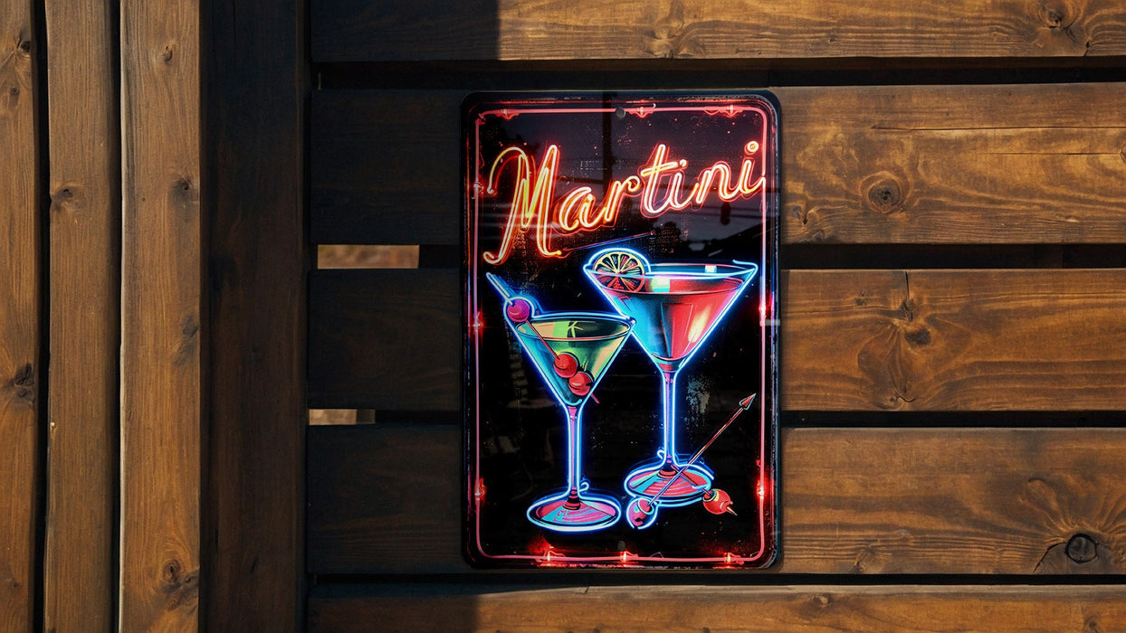 a neon sign that says martini on it