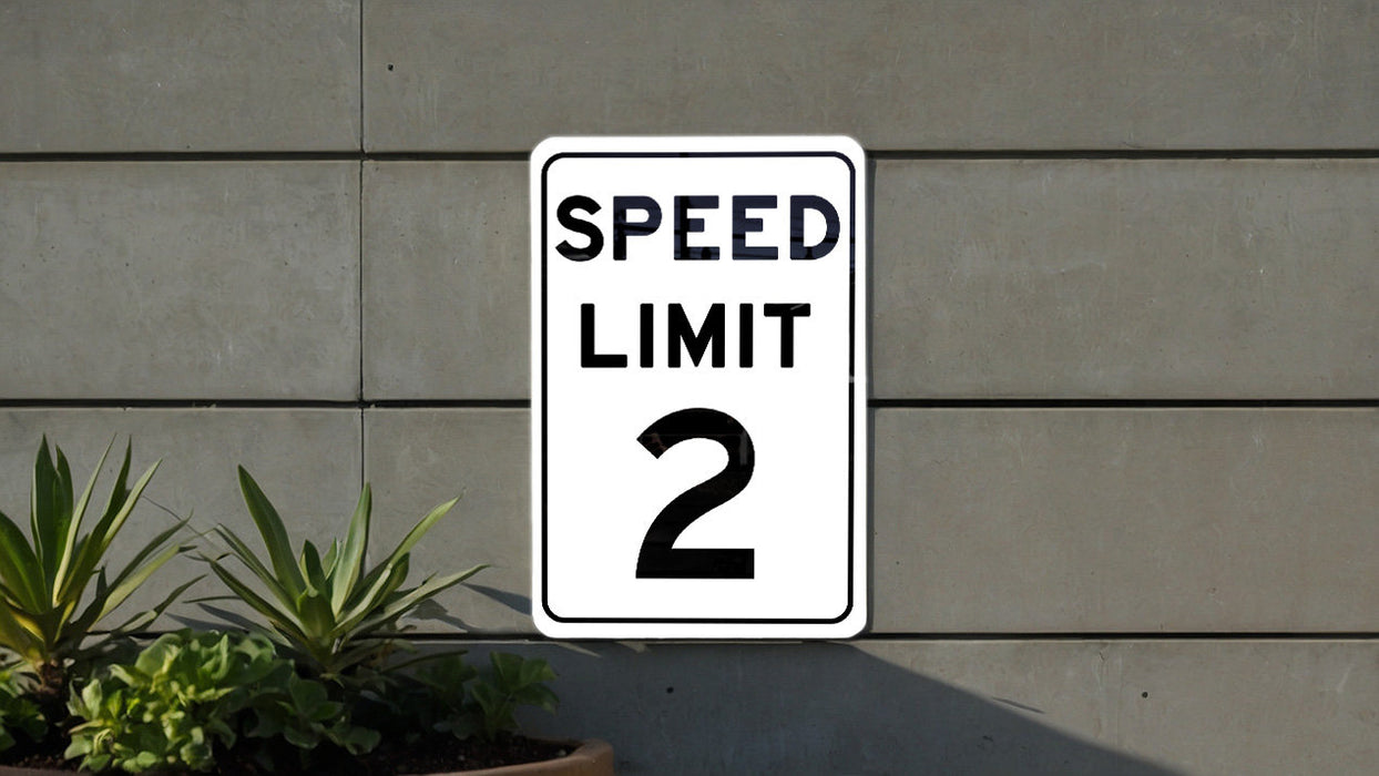 Speed Limit 2 MPH Sign - Custom Aluminum Sign for Controlled Zones
