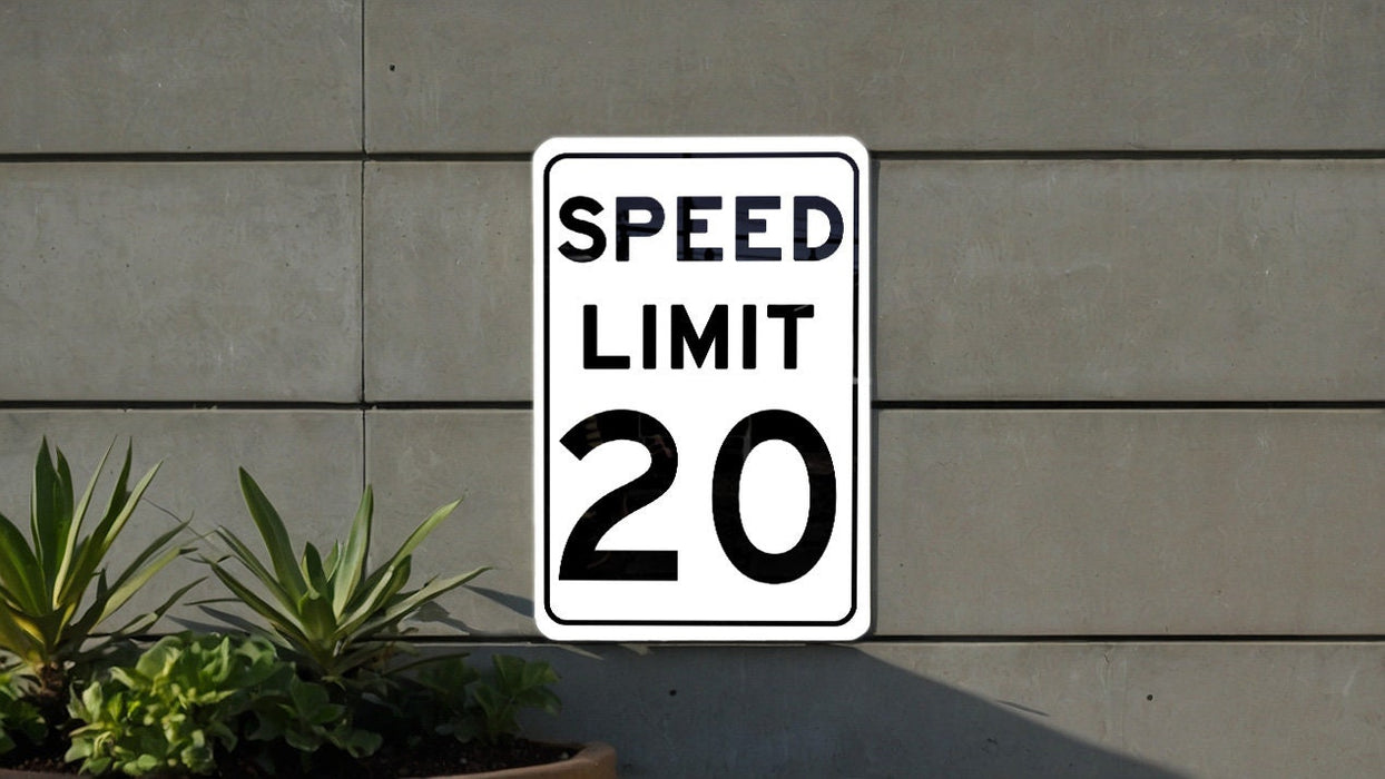 Speed Limit 20 MPH Sign - Durable Traffic Safety Aluminum Signage