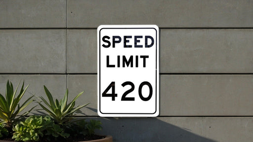 Speed Limit 420 MPH Sign - Fun Novelty Aluminum Sign for Entertainment Spaces