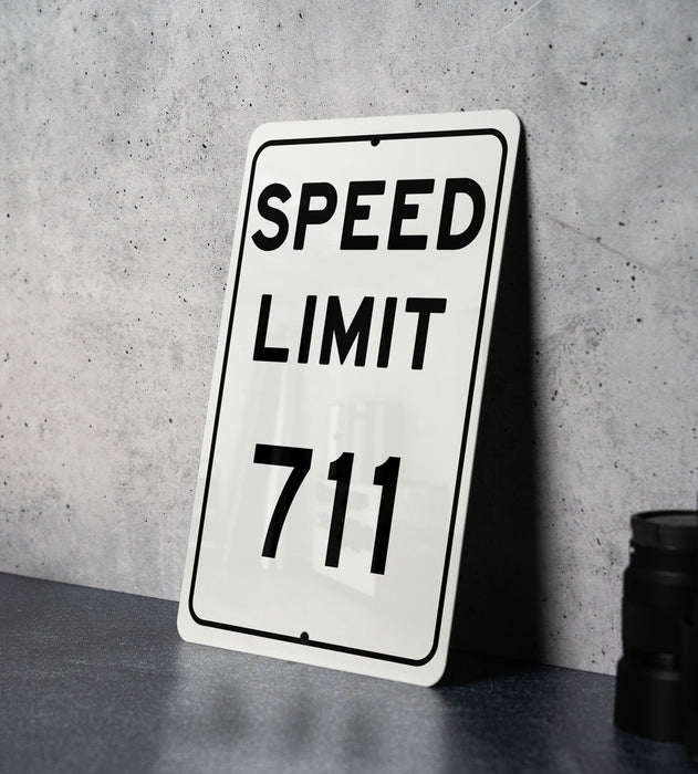 Speed Limit 711 MPH Sign - Unique Aluminum Sign for Collectible Decor
