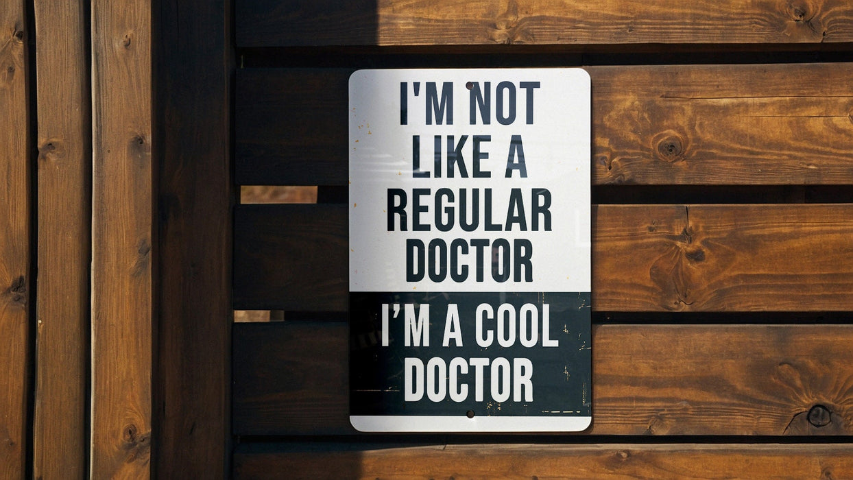 a sign that says i'm not like a regular doctor i'm a