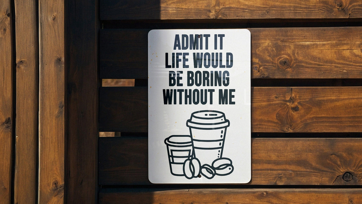 a sign that says, admit it life would be boring without me