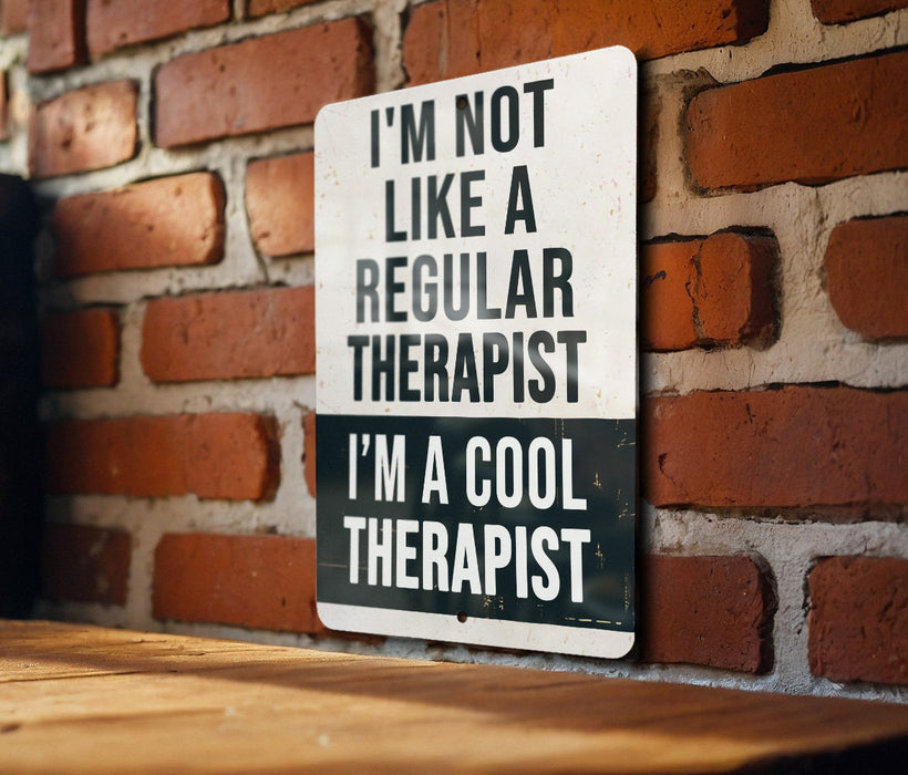 a sign on a brick wall that says i'm not like a regular the