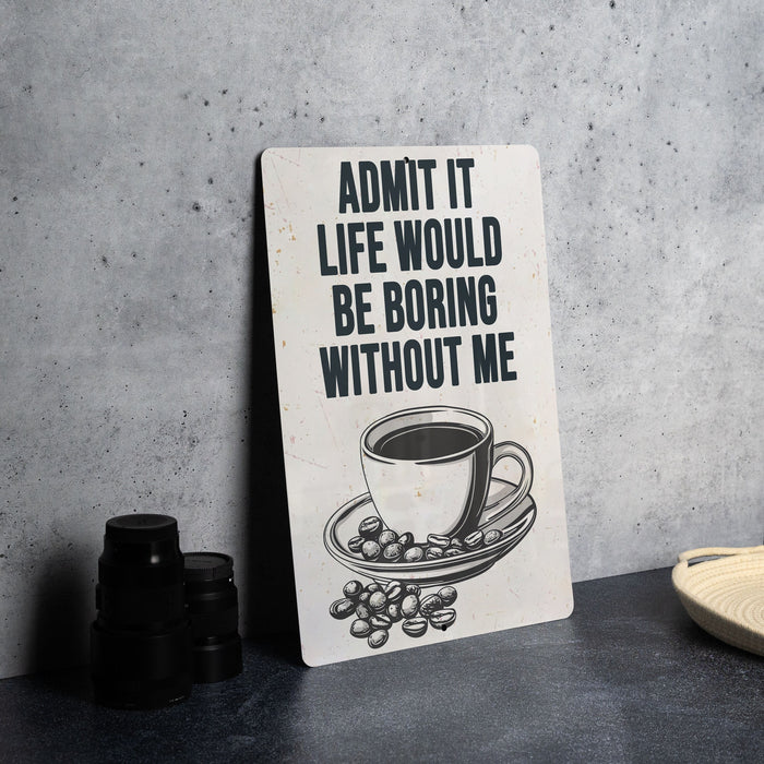 a sign with a cup of coffee on it