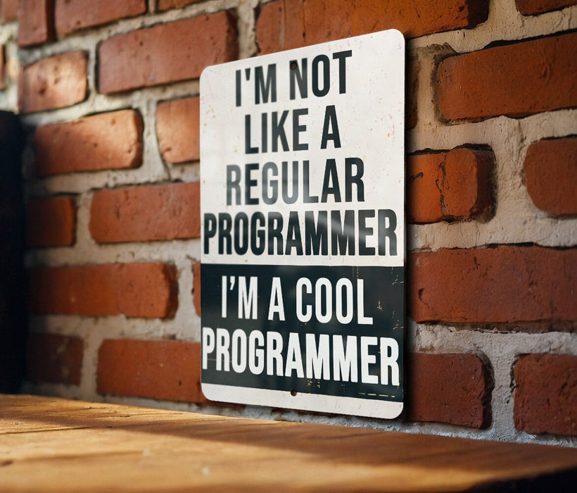 a sign on a brick wall that says i'm not like a regular program