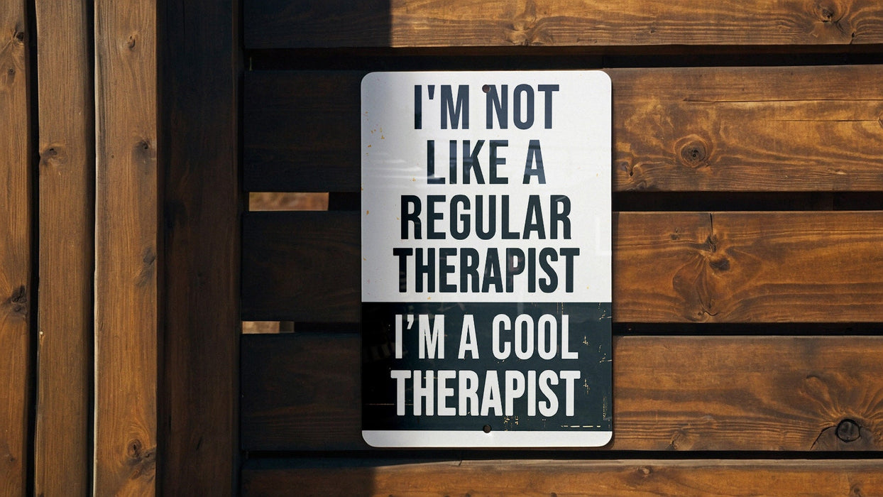 a sign that says i'm not like a regular therapy i'm a