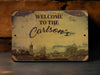 a sign that says welcome to the carison's
