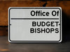 a white sign that says office of budget shops