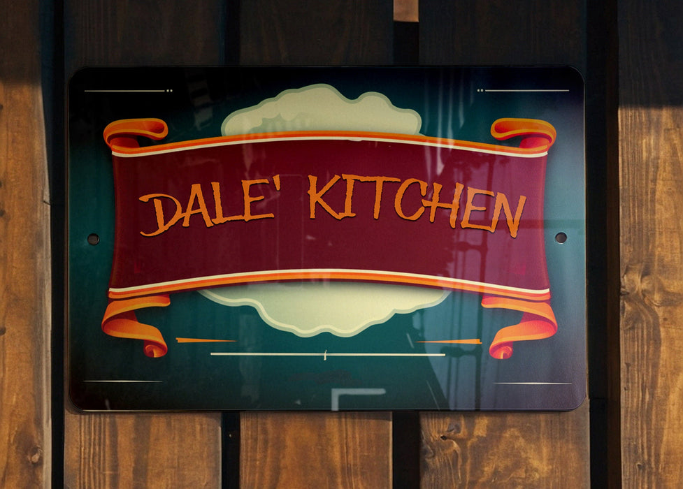 a sign on a wooden fence that says dive kitchen
