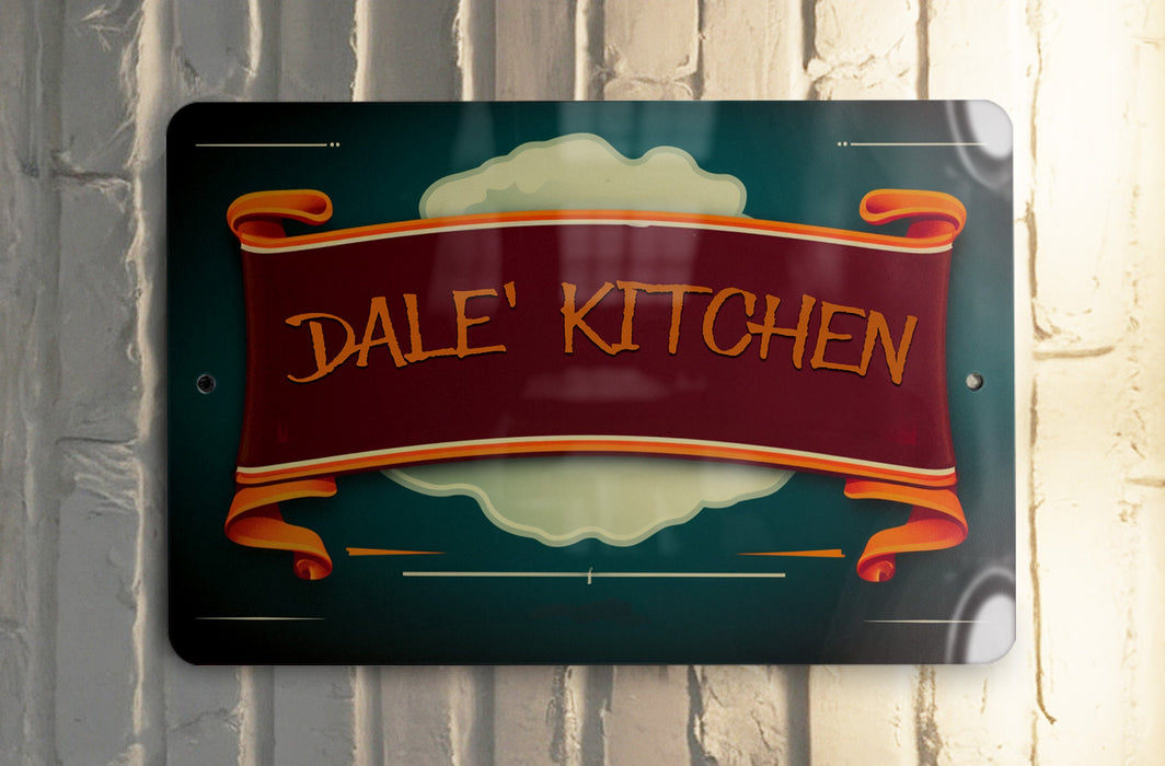 a sign that says date kitchen hanging on a wall