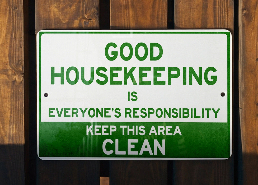 a green and white sign on a wooden fence