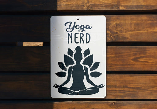 a sign that says yoga nerd on it