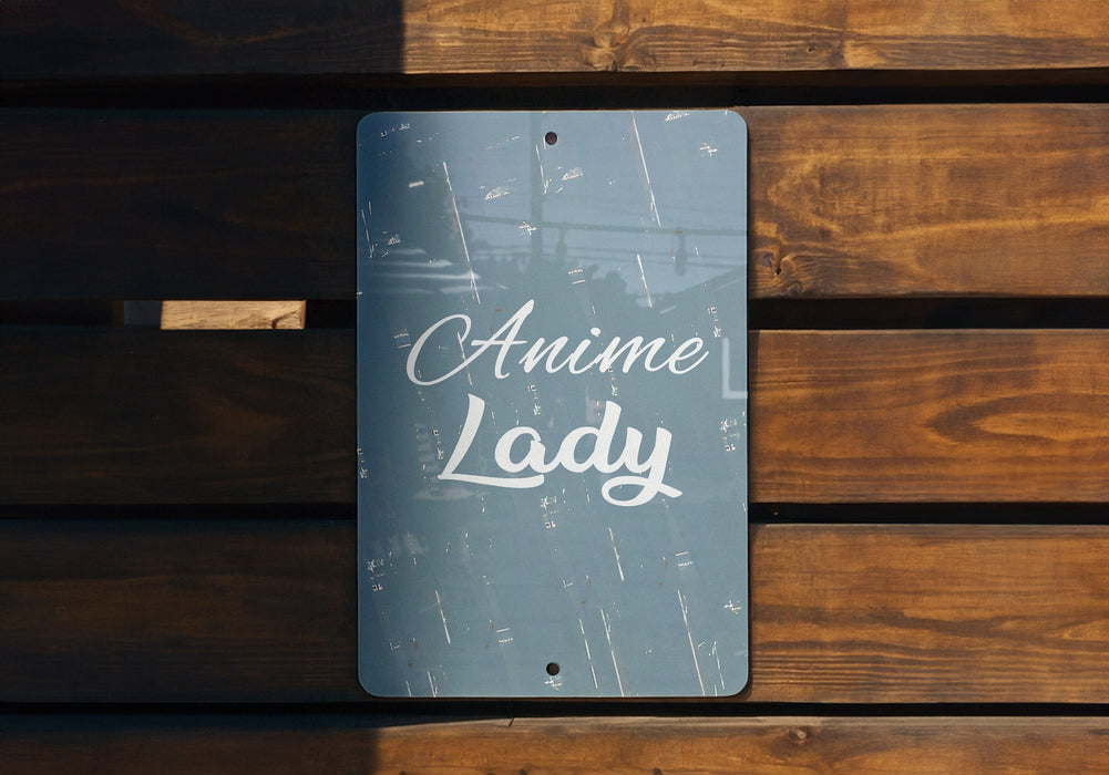 a sign on a wooden bench that says animee lady
