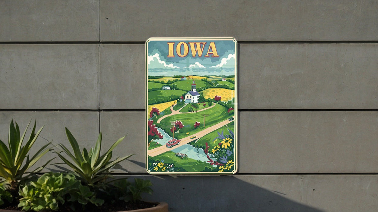 a sign on a wall that says iowa