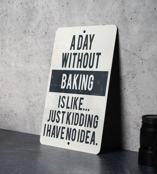 a sign that says a day without baking is like just kidding have no idea