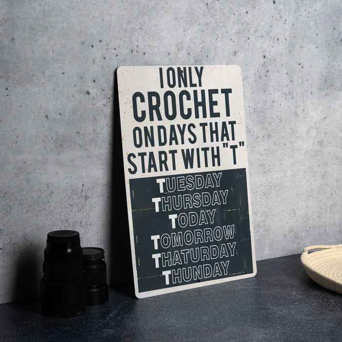 a black and white sign sitting on top of a table