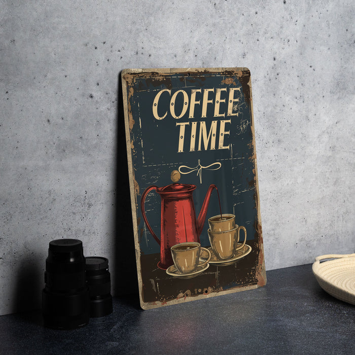 a coffee time sign sitting on top of a table