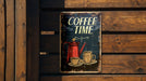 a coffee time sign on a wooden wall