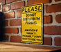 a yellow sign on a brick wall that says please don't disturb im fishing