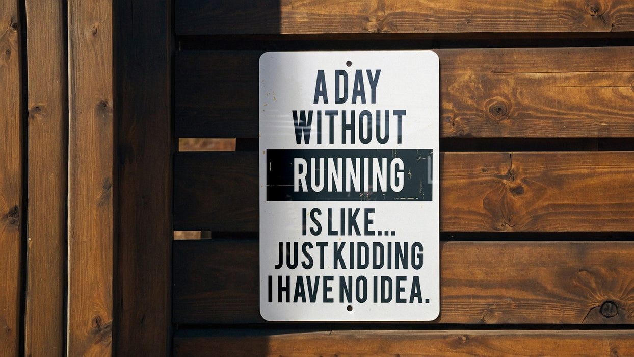 a sign on a wooden fence that says, a day without running is like just
