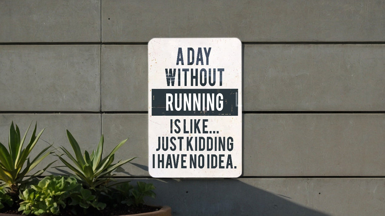 a sign on the side of a building that says a day without running is like