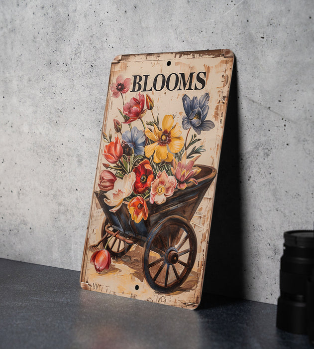 a wooden sign with flowers painted on it