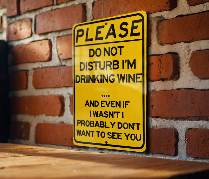 a yellow sign on a brick wall that says please don't disturb i '