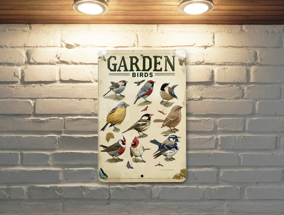 a picture of birds hanging on a brick wall