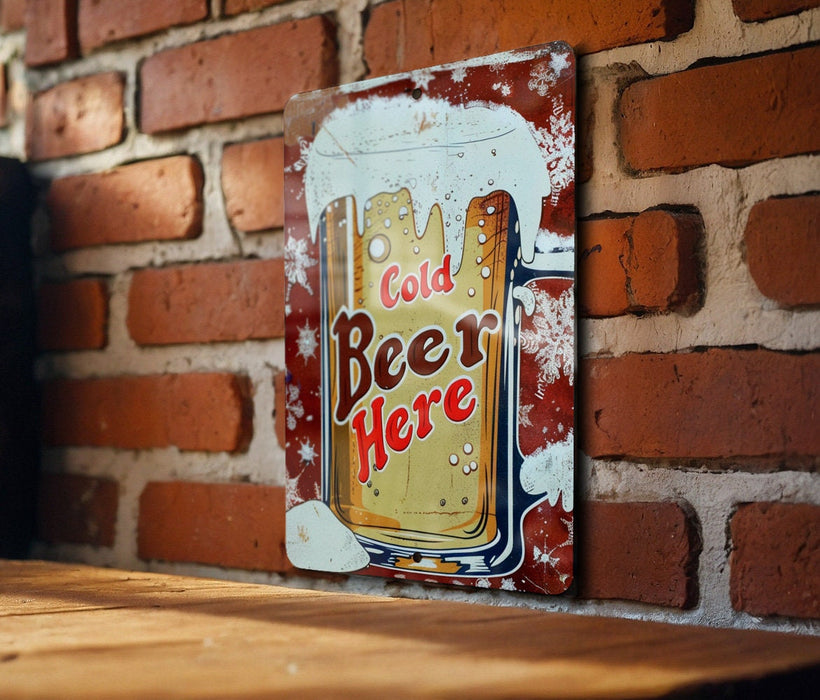 a picture of a beer sign on a brick wall