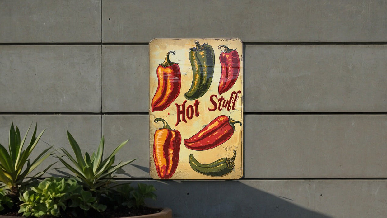 a sign on the side of a building advertising hot peppers