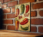 a sign on a brick wall that says hot stuff