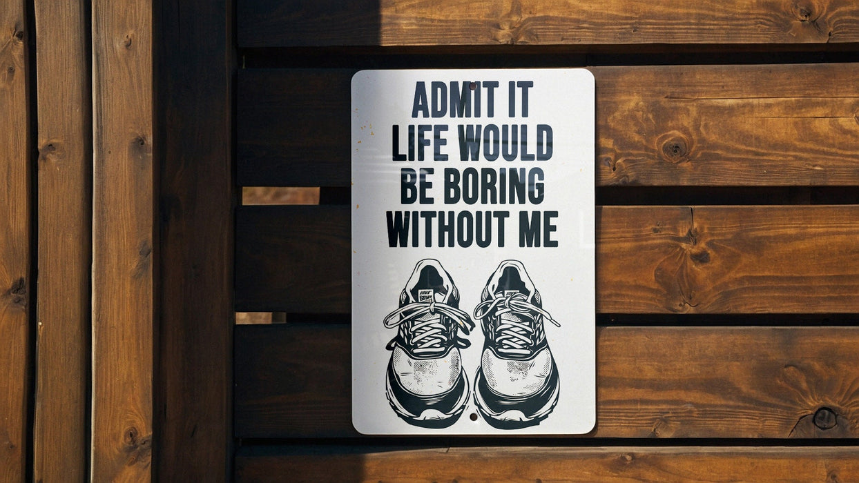 a sign that says, admit it life would be boring without me