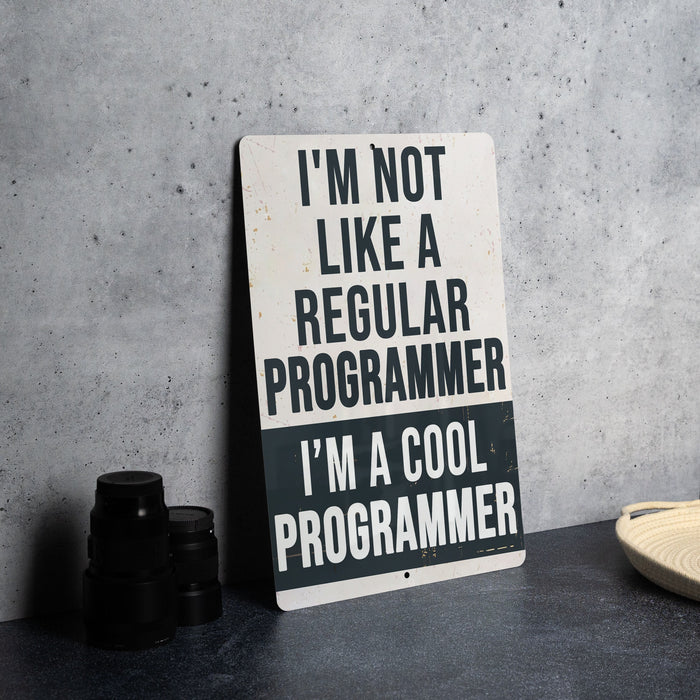 a black and white sign sitting on top of a table