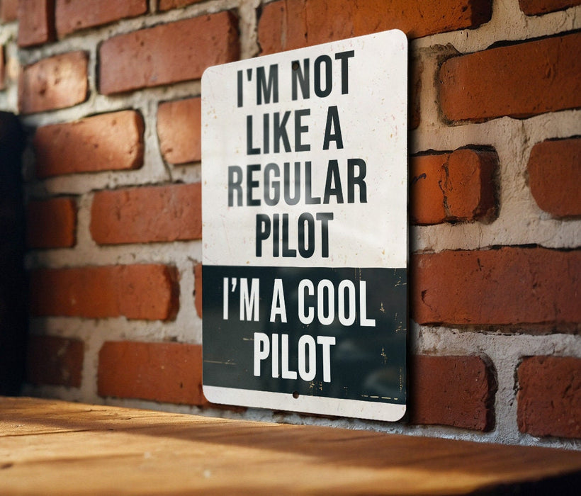 a sign on a brick wall that says i'm not like a regular pilot